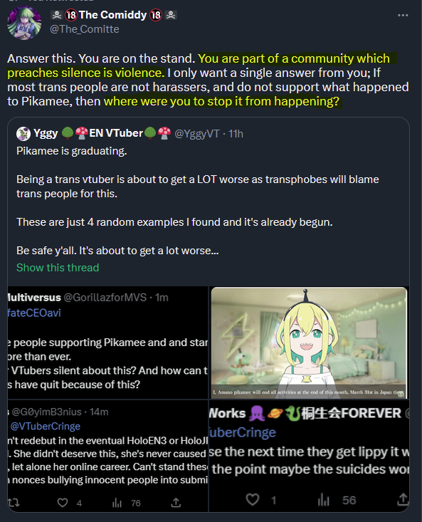 VTuber Amano Pikamee was harassed for playing Hogwarts Legacy